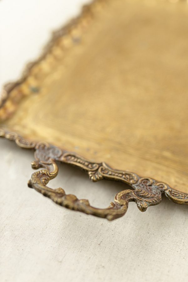 Messing Tablett Antik, rechteckig - gold