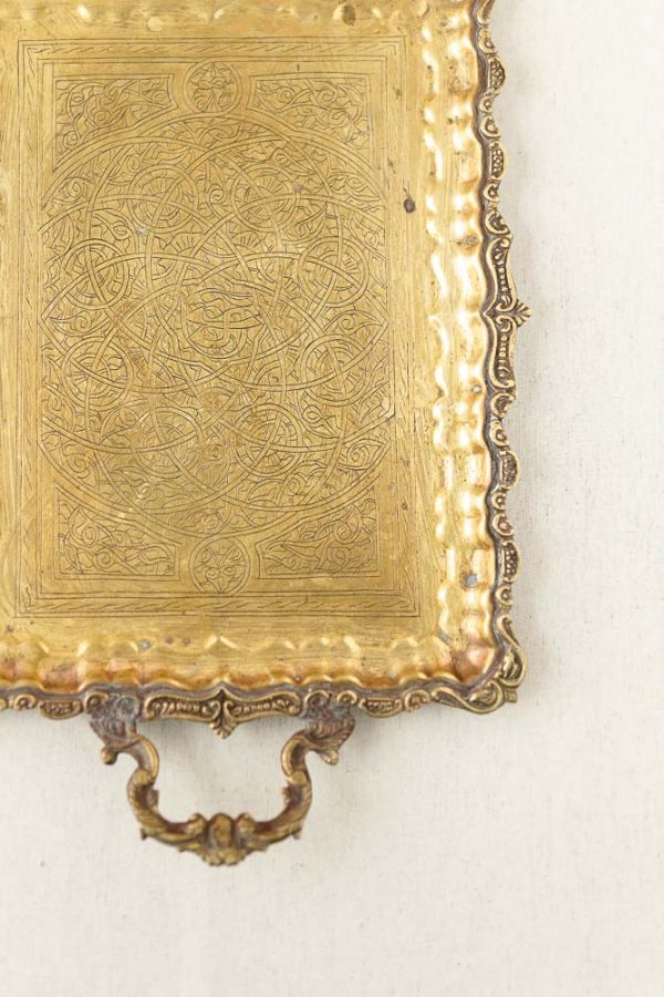 Messing Tablett Antik, rechteckig - gold