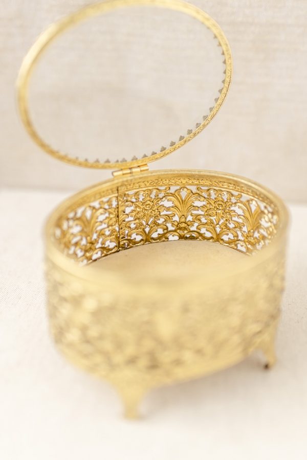 Ringbox - Glas, gold "Antik"